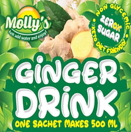 Molly's Ginger Drink zero sugar stick artwork